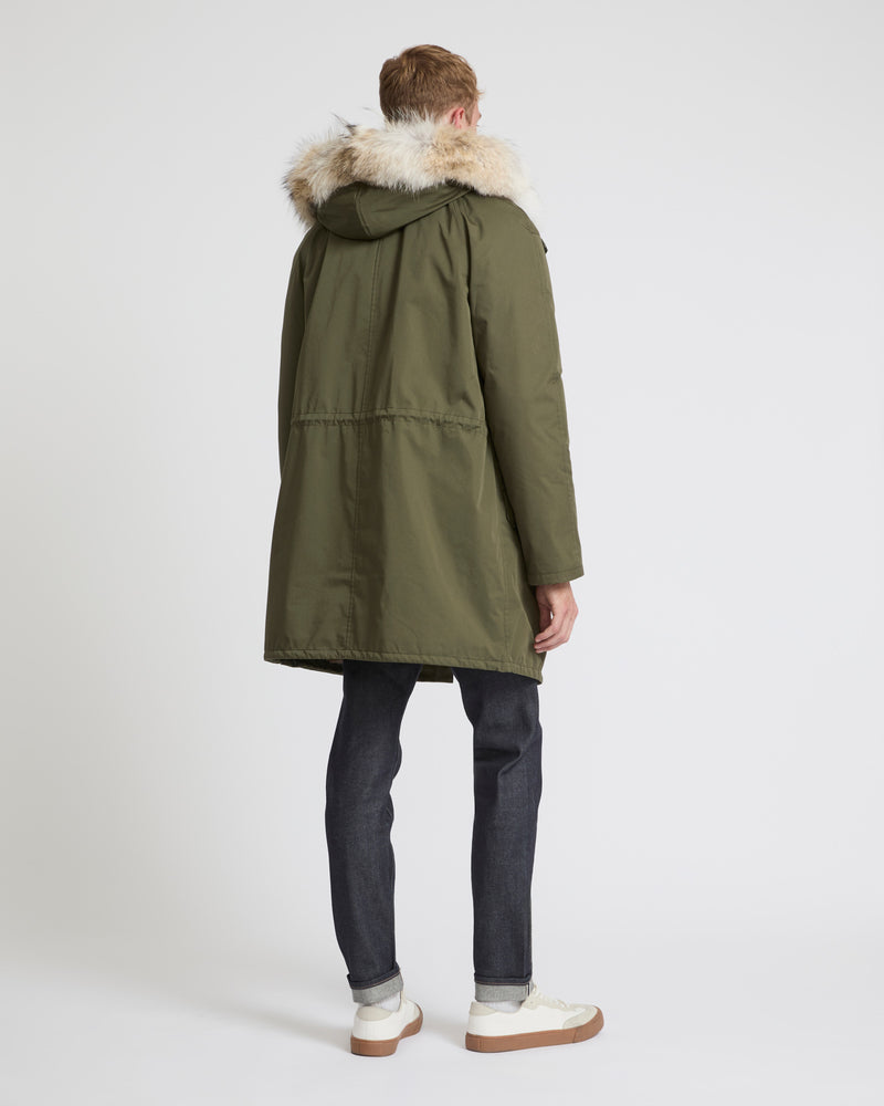 Long iconic parka in technical cotton and fur khaki Yves Salomon Yves Salomon US