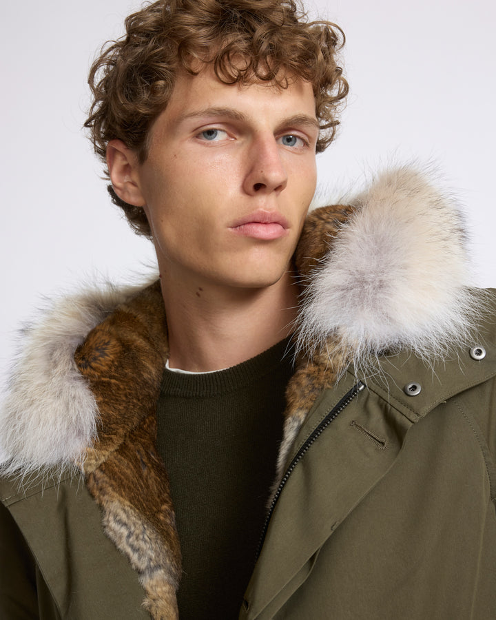 Long Iconic parka in technical cotton with coyote and rabbit fur - Yves Salomon - New Fall/Winter Collection