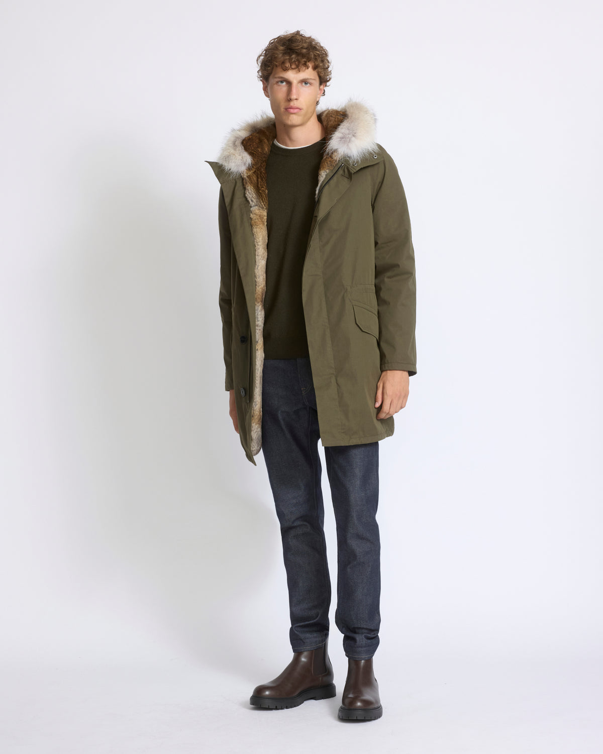 Long Iconic parka in technical cotton with coyote and rabbit fur - Yves Salomon - New Fall/Winter Collection
