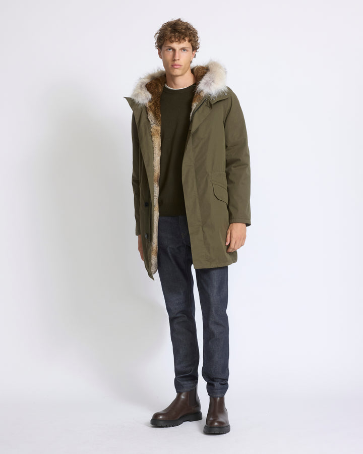 Long Iconic parka in technical cotton with coyote and rabbit fur - Yves Salomon - New Fall/Winter Collection