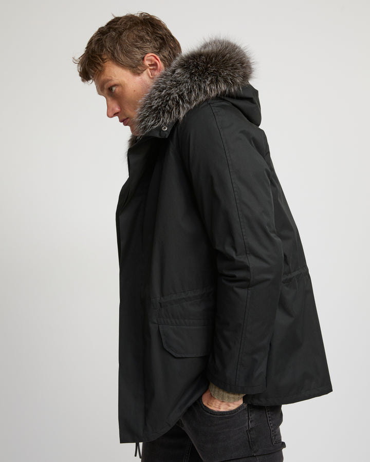 Short Iconic Parka In waterproof Cotton Blend with Fox Fur and Rabbit Fur