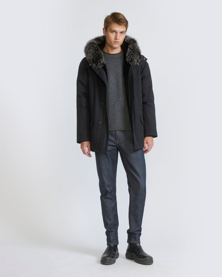 Short iconic parka in waterproof cotton blend with fox and rabbit fur - Yves Salomon - New Fall/Winter Collection