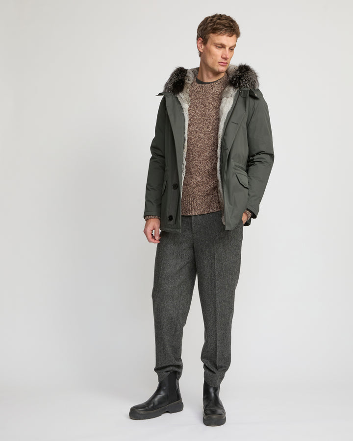 Short Iconic Parka In waterproof Cotton Blend with Fox Fur and Rabbit Fur