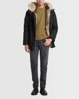 Short Iconic parka in technical cotton and coyote and rabbit fur