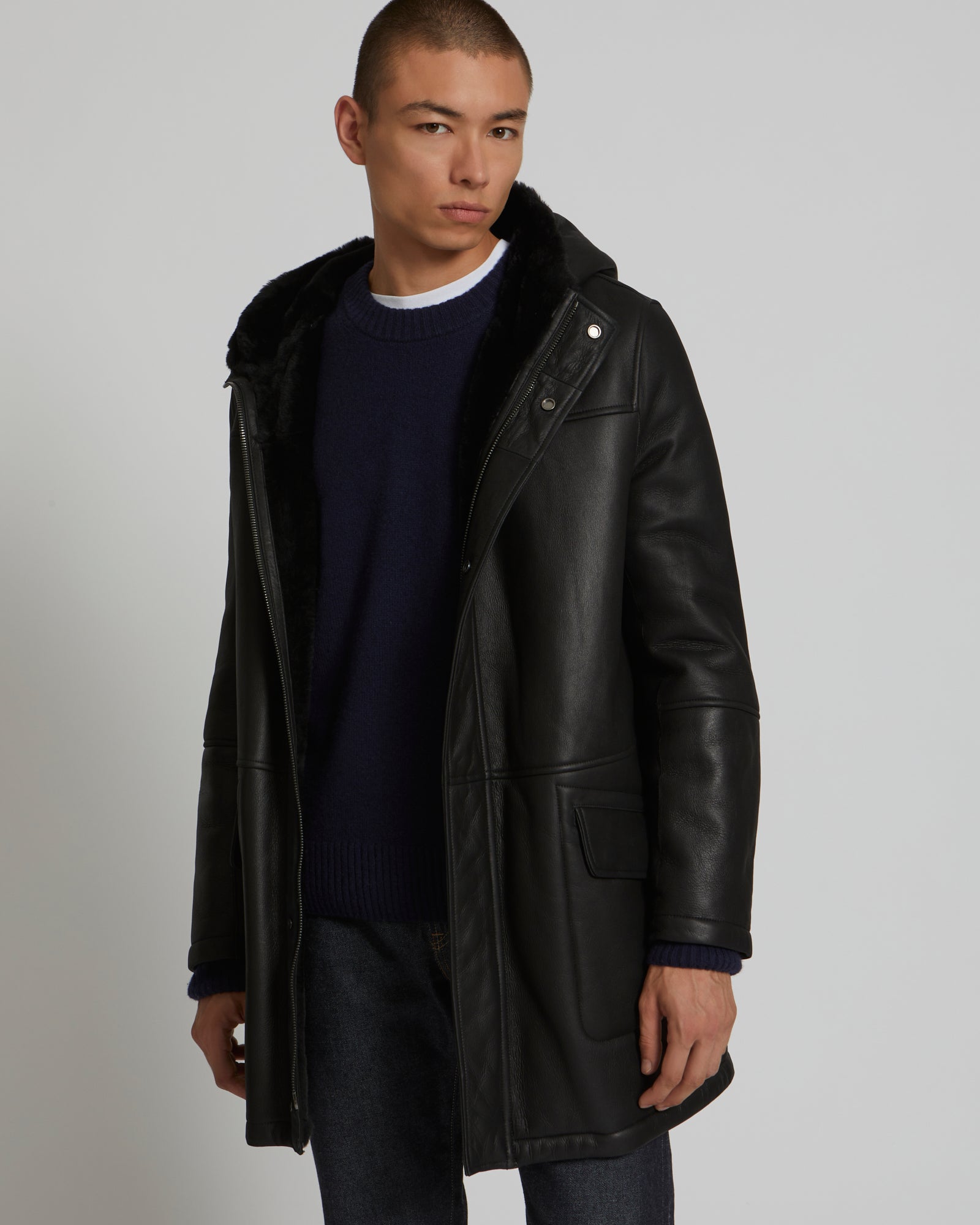 Reversible parka in shearling and leather-Yves salomon-Winter sale & boxing day