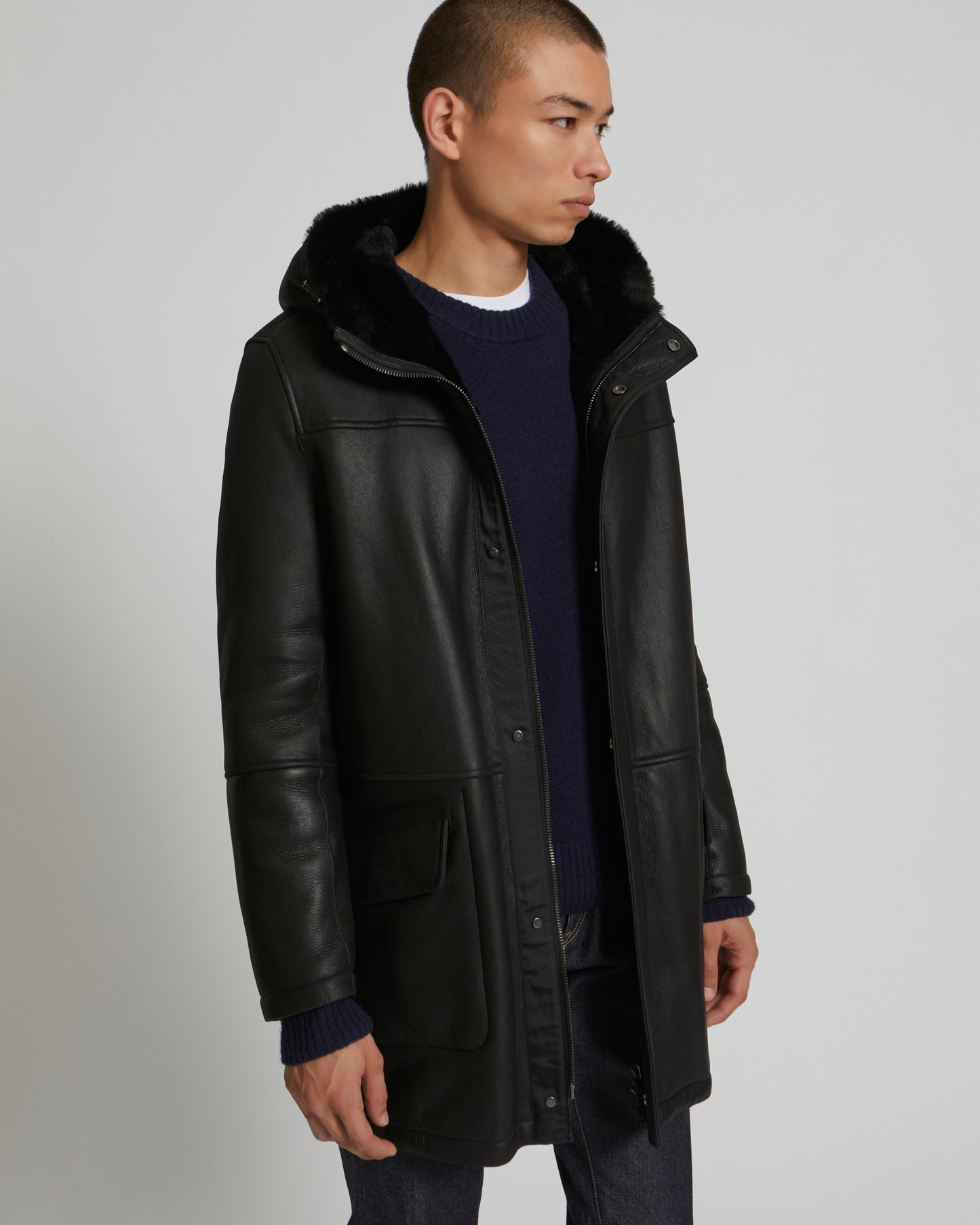 Reversible parka in shearling and leather-Yves salomon-Winter sale & boxing day