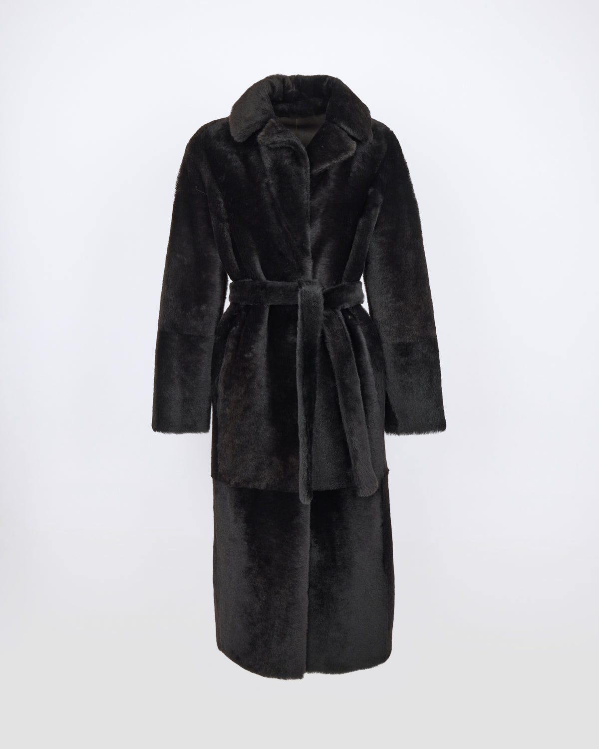 Reversible belted long shearling coat - Yves Salomon - New Fall/Winter Collection