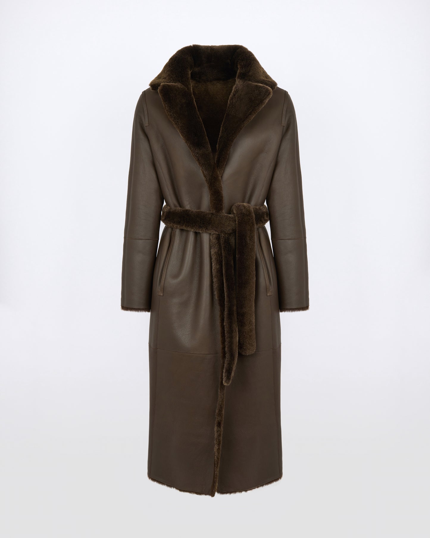 Reversible belted long shearling coat - Yves Salomon - New Fall/Winter Collection