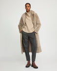 Long reversible belted shearling coat