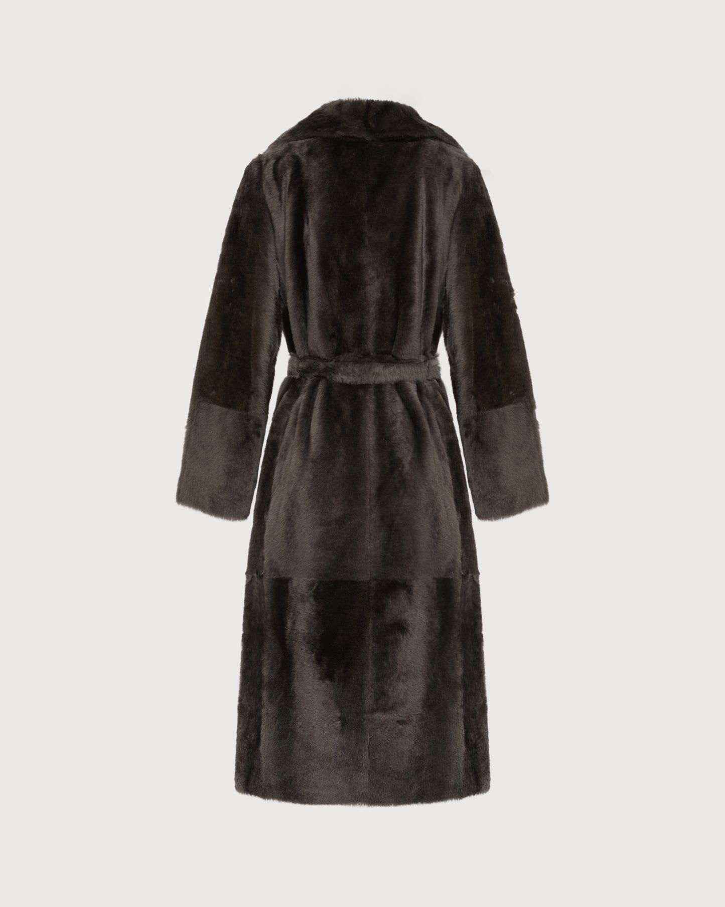 Long reversible belted shearling coat - Yves Salomon