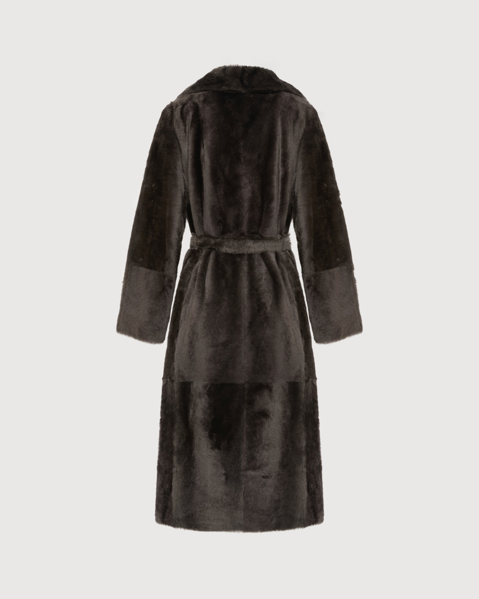 Long reversible belted shearling coat - Yves Salomon