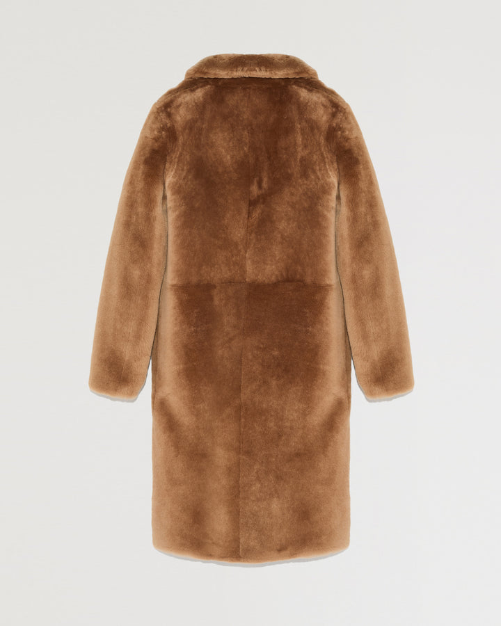Reversible merino shearling coat