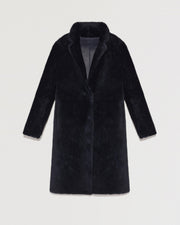 Reversible merino lambskin coat with tailored collar