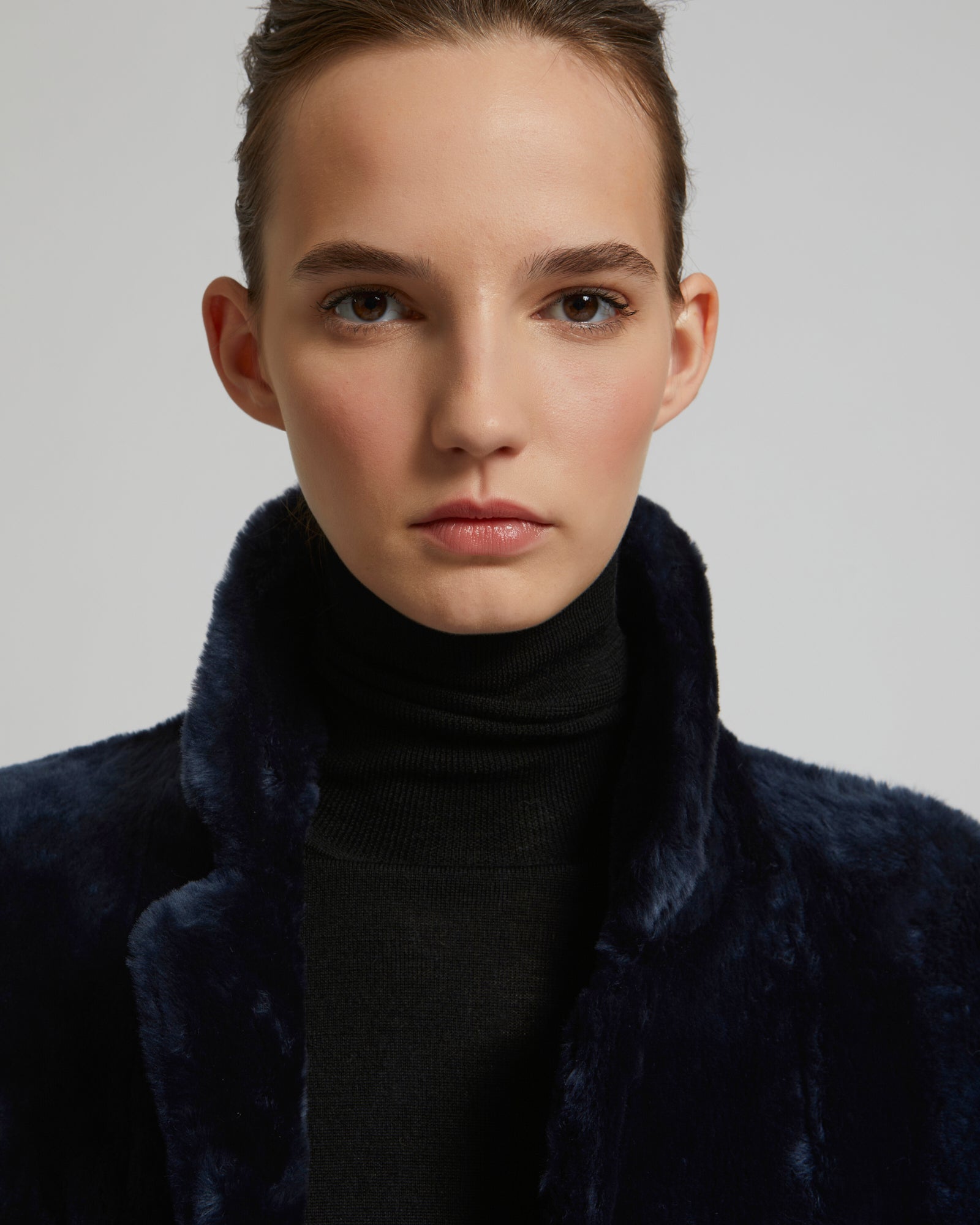 Reversible merino lambskin coat - navy - Yves Salomon – Yves
