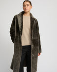 Reversible merino shearling coat