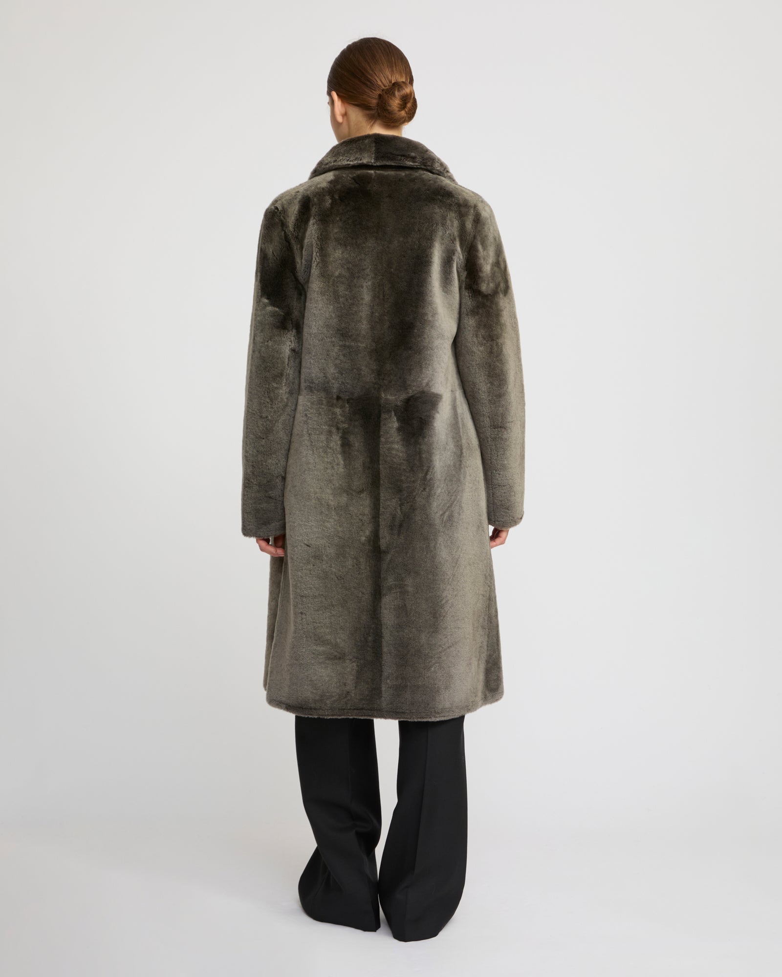Reversible merino shearling coat - grey - Yves Salomon – Yves