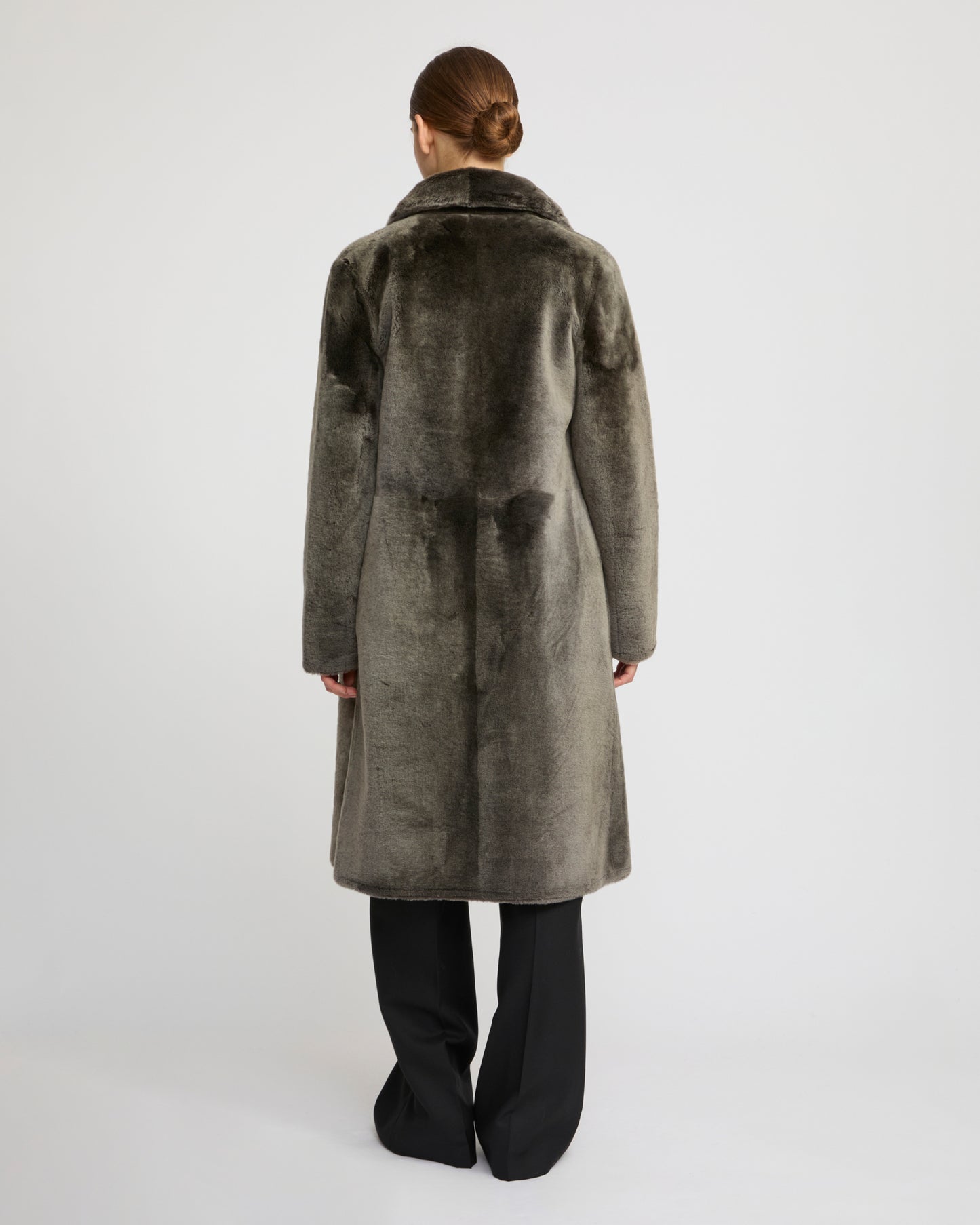 Reversible merino shearling coat