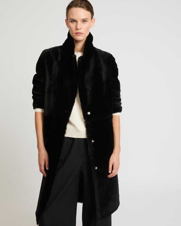 Reversible merino lambskin coat