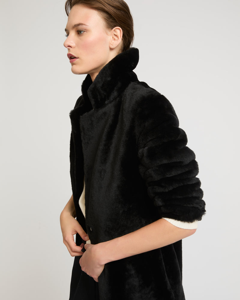 Reversible merino lambskin coat