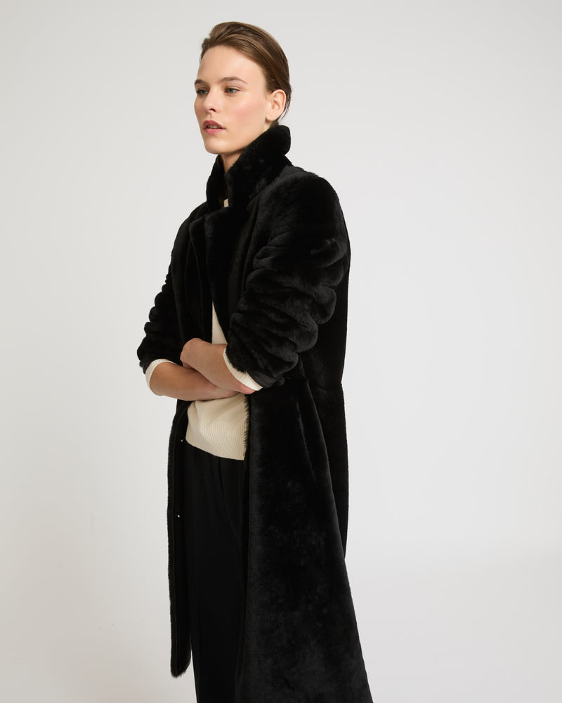 Reversible merino lambskin coat