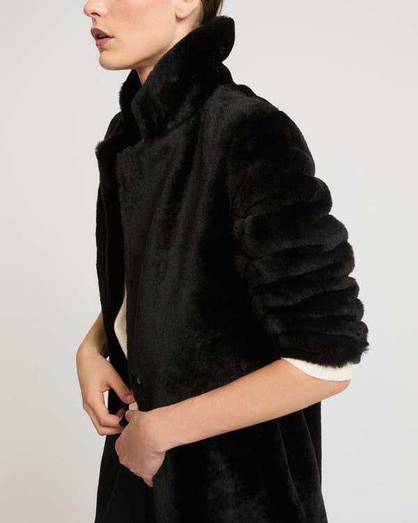 Reversible merino shearling coat