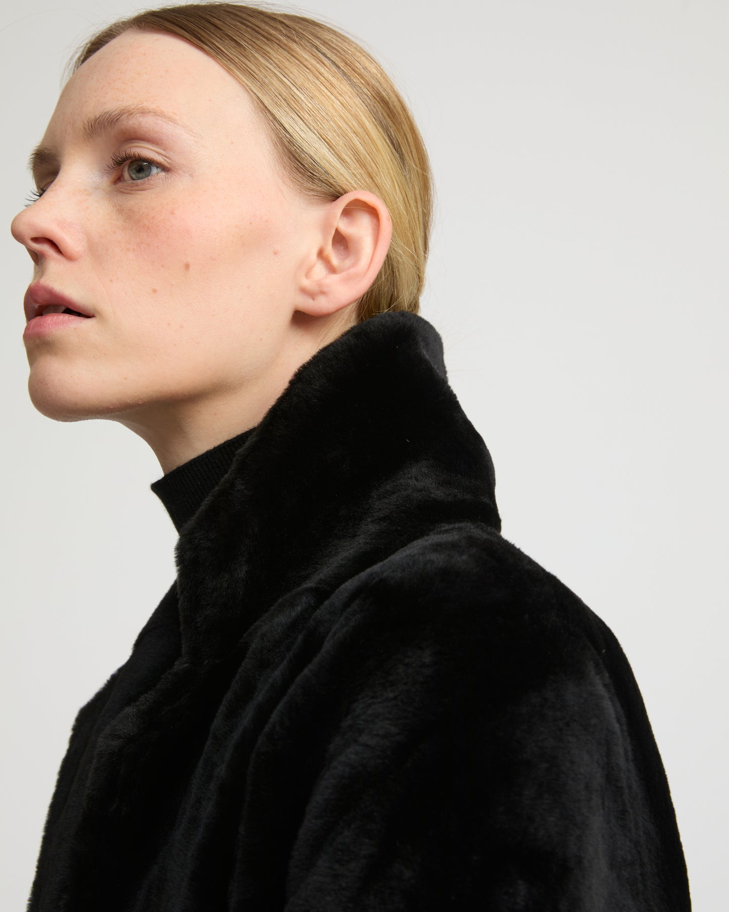 Reversible merino shearling coat