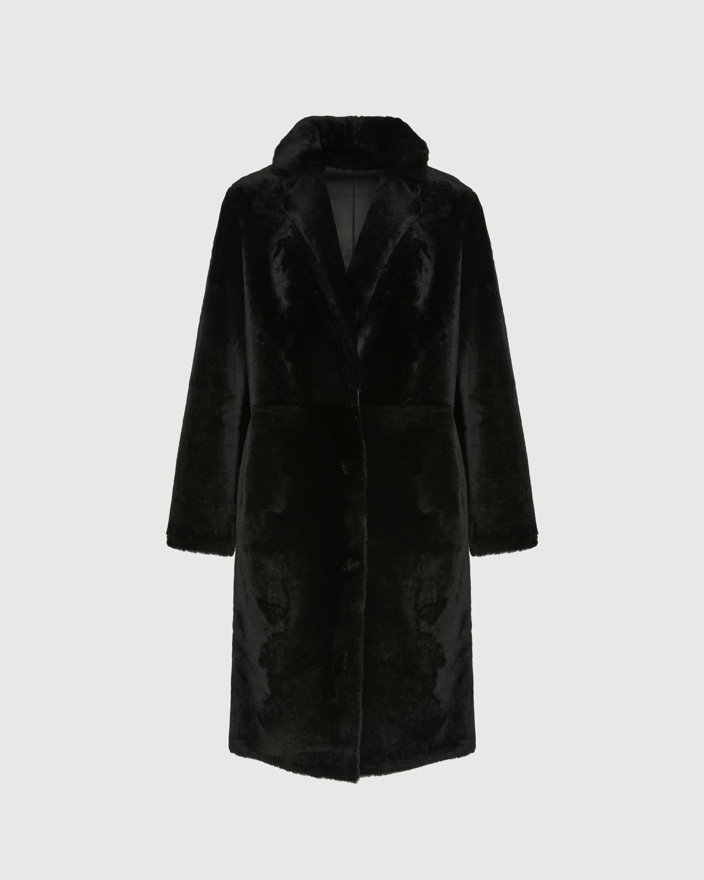 Reversible merino shearling coat