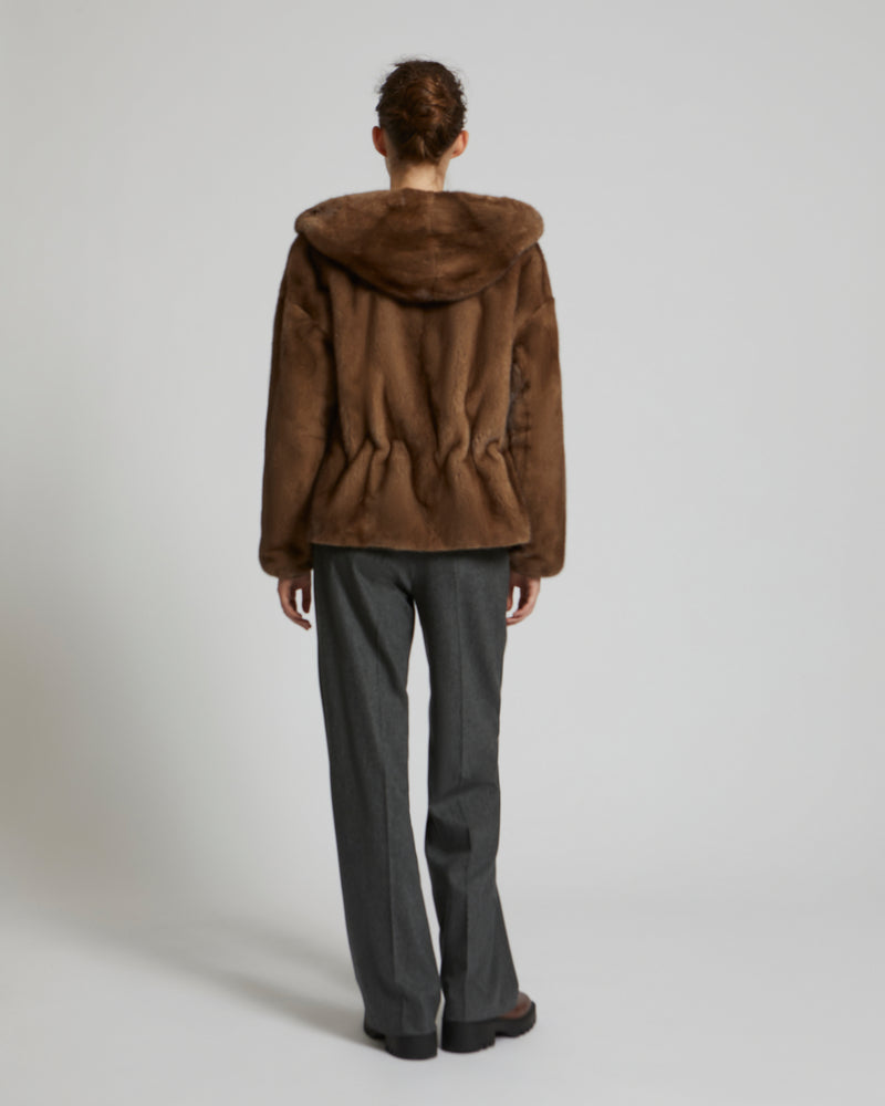 short reversible mink jacket - khaki - Yves Salomon