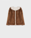 Short jacket in reversible technical fabric and mink fur