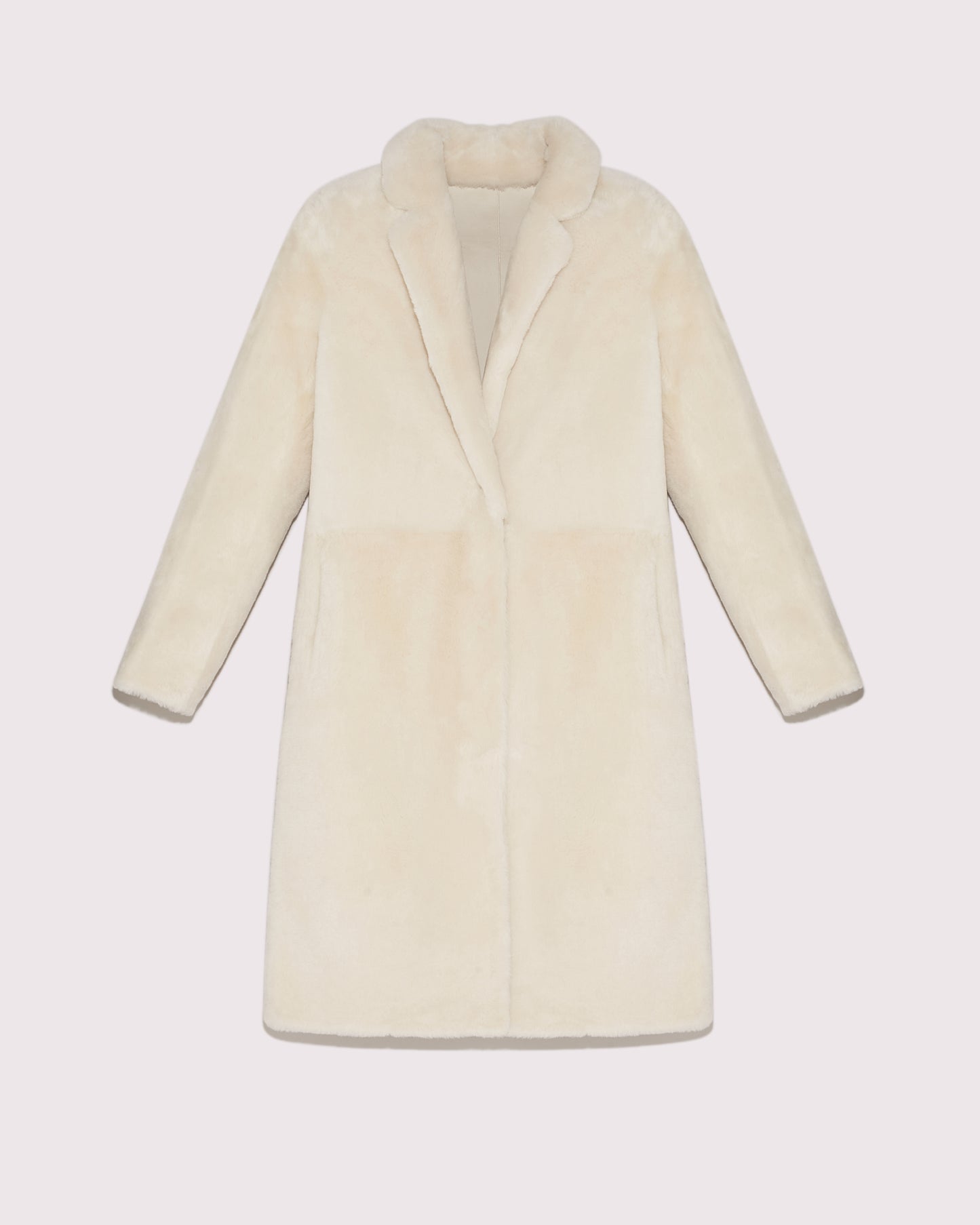 Reversible merino shearling coat