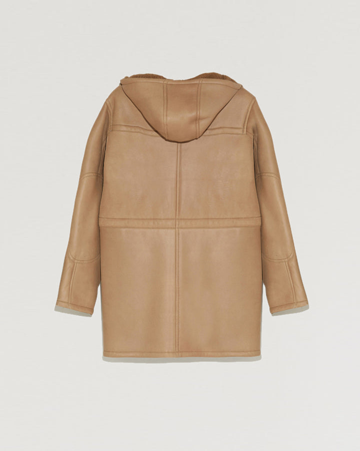 Lined suede leather coat with hood-Yves Salomon-Winter sale & boxing day