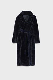 Long reversible coat in lacon lambskin