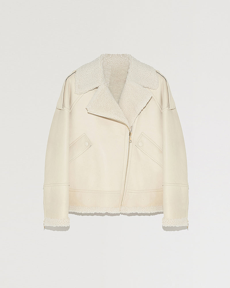 Short reversible jacket in merinillo lambskin leather-Yves salomon-Winter sale & boxing day