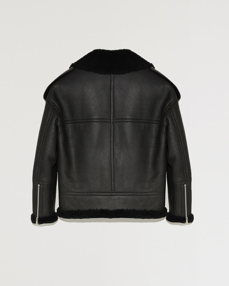 Biker jacket in buckled merino lambskin leather-Yves Salomon-Winter sale & boxing day