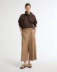 Poplin funnel neck blouse