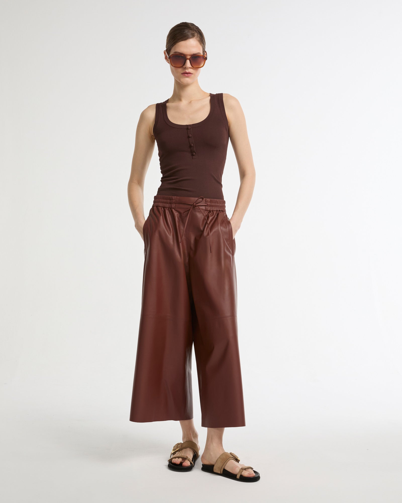 Culottes in fine lamb leather -Summer sale - Yves Salomon