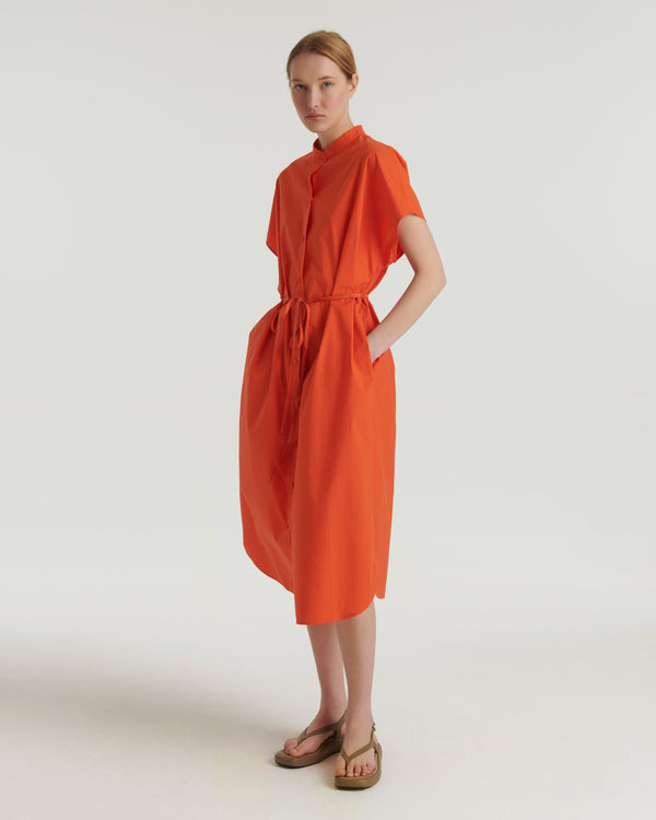 Long Cotton shirt dress - orange - Yves Salomon