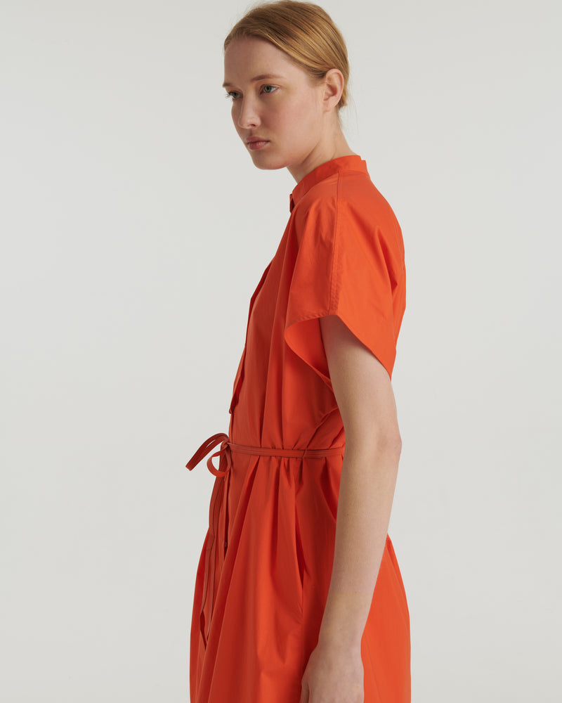 Long Cotton shirt dress - orange - Yves Salomon