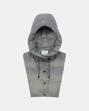 Padded hood bib in water-repellent technical fabric