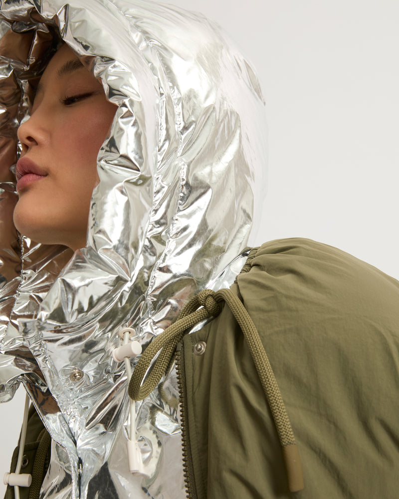 TECHNICAL FABRIC HOOD - silver - Yves Salomon