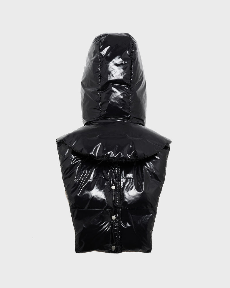 Padded hood bib in water-repellent technical fabric - black - Yves Salomon