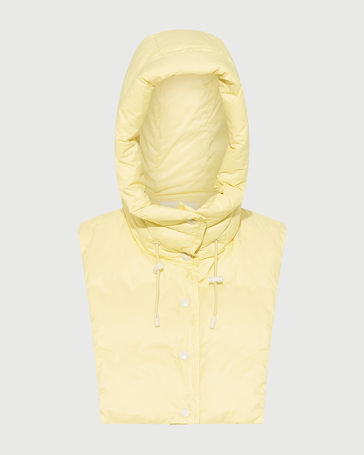 Padded hood bib in water-repellent technical fabric - Yves Salomon - New Fall Winter Collection