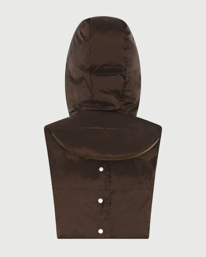 Padded hood bib in water-repellent technical fabric - Yves Salomon - New Fall Winter Collection