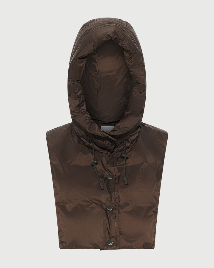 Padded hood bib in water-repellent technical fabric - Yves Salomon - New Fall Winter Collection
