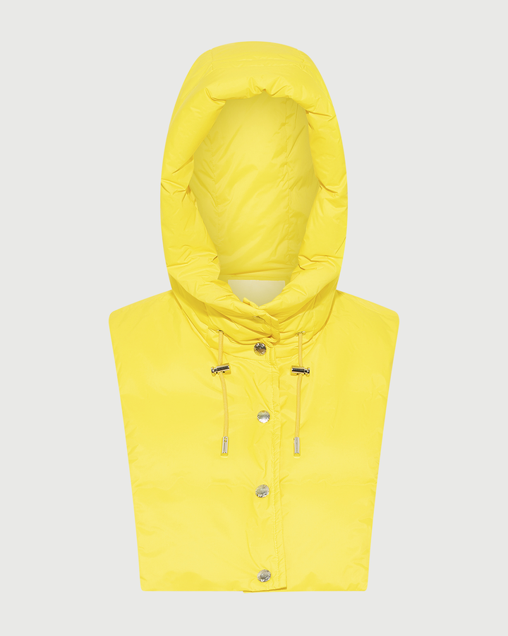 Padded hood bib in water-repellent technical fabric - Yves Salomon - New Fall Winter Collection