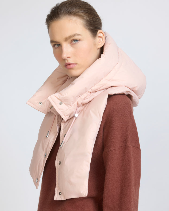 Padded hood bib in water-repellent technical fabric - Yves Salomon - New Fall/Winter Collection
