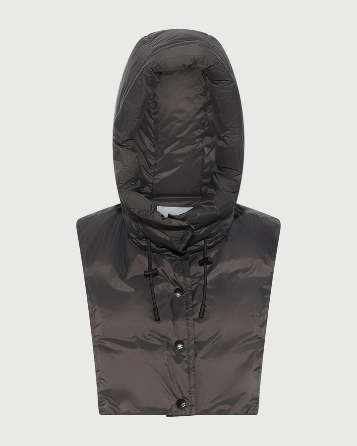 Padded hood bib in water-repellent technical fabric - Yves Salomon - New Fall Winter Collection