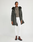 Long Iconic parka in waterproof cotton blend with fox and rabbit fur