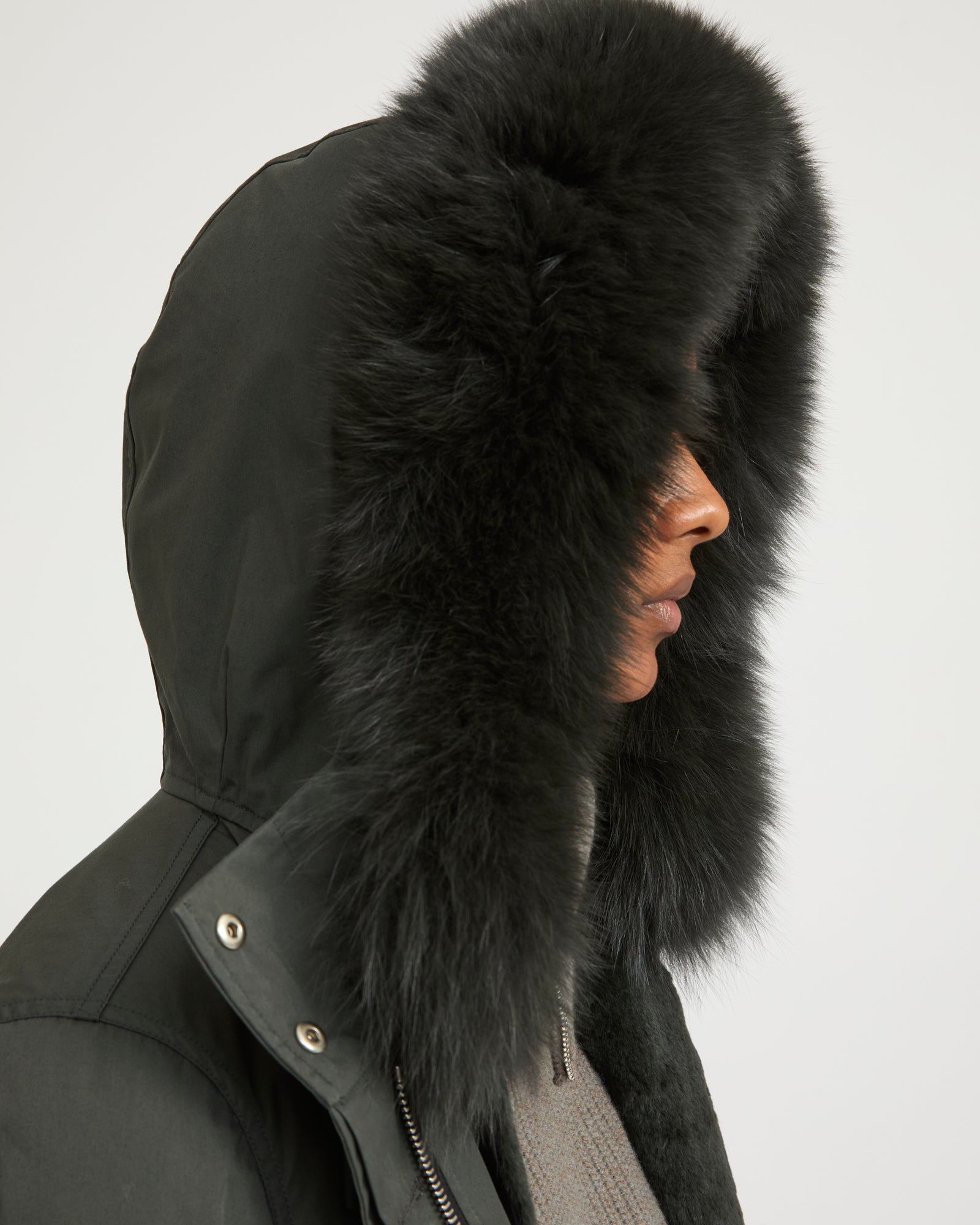 Long Iconic parka in waterproof cotton blend with fox and rabbit fur - Yves Salomon