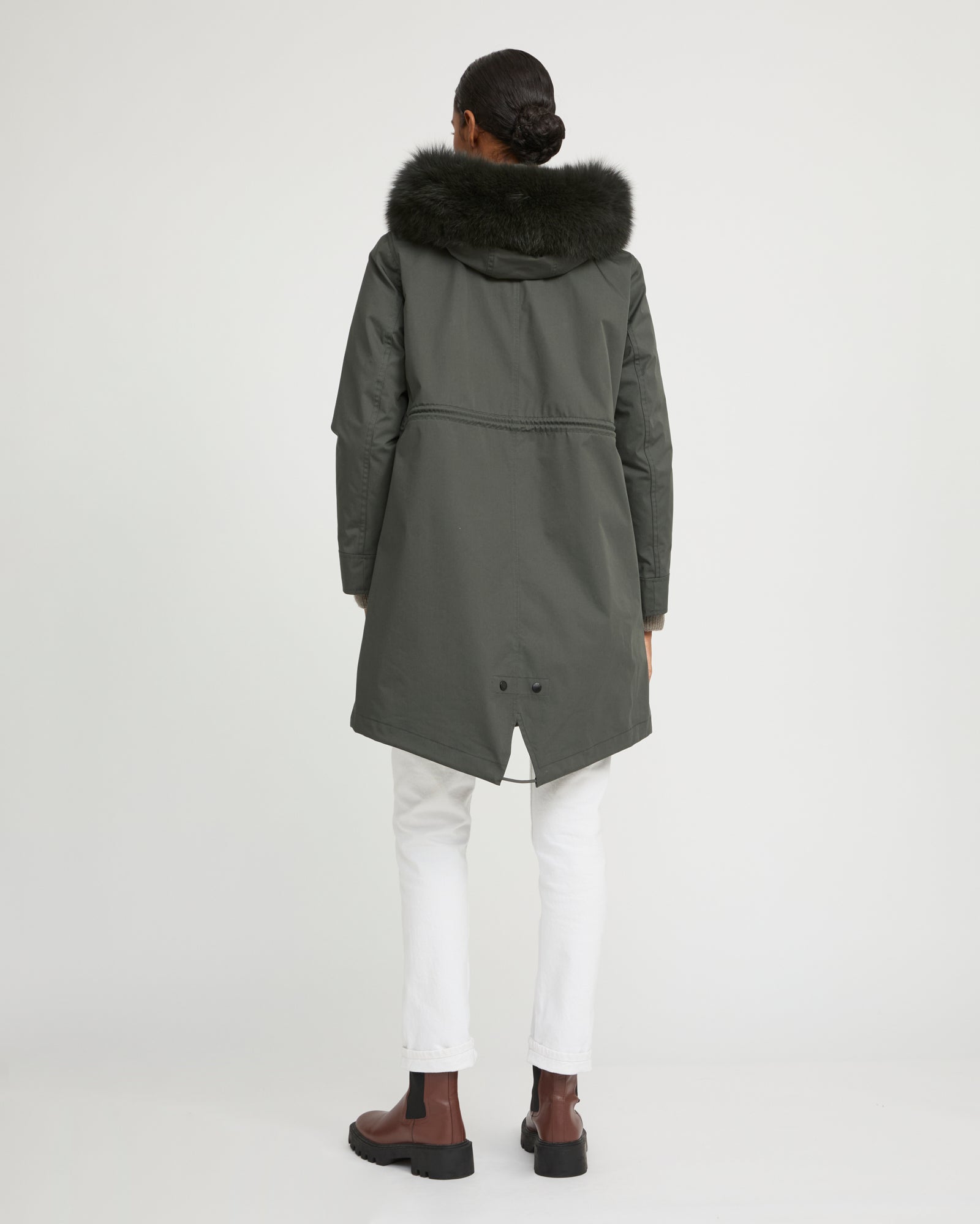 Long Iconic parka in waterproof cotton blend with fox and rabbit fur - Yves Salomon